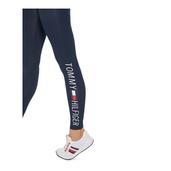 TOMMY HILFIGER SPORT Women's Navy High Rise Logo Leggings NWT - Picture 2 of 8